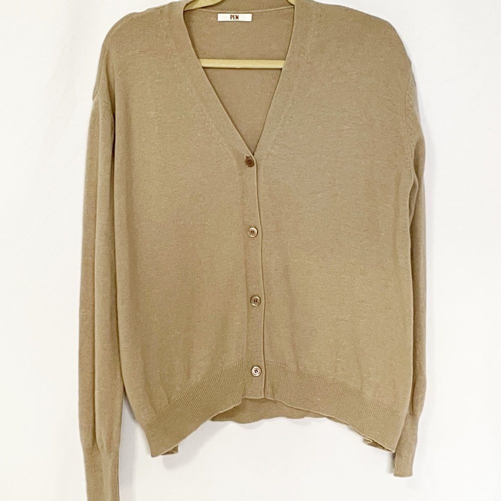 Pen Beige Lightweight V Neck Cardigan XL - Picture 3 of 8